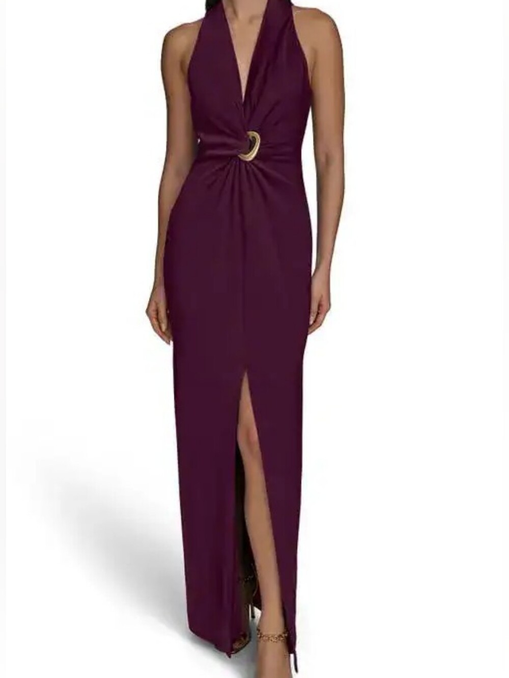 NWT Donna Karan Draped Berry Faux Wrap Maxi Cocktail Formal Gown Dress - Sz 12